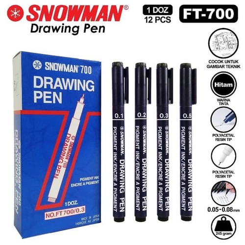 [1SET] DRAWING PEN SNOWMAN FT-700 1SET (8PCS)