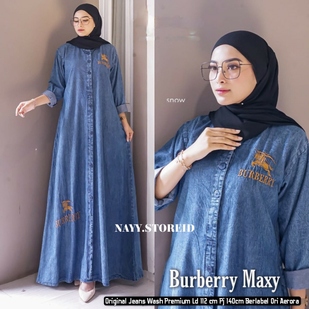 DISKON BAJU GAMIS DEWASA JEANS DENIM SYAR I JUMBO WANITA TERBARU 2025 KEKINIAN MODEL SUSUN DAN