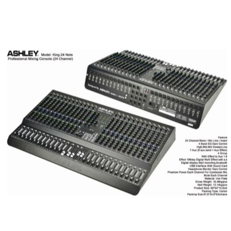 MIXER ASHLEY KING 24 NOTE ORIGINAL NEW COMPRESSOR MIXER 24 CHANNEL BLUETOOTH USB MP3