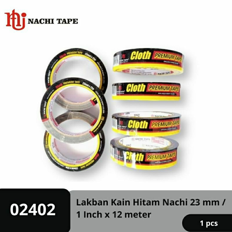 

Lakban Kain Hitam Nachi 1 inch 23mmx12m Cloth Tape Jilid