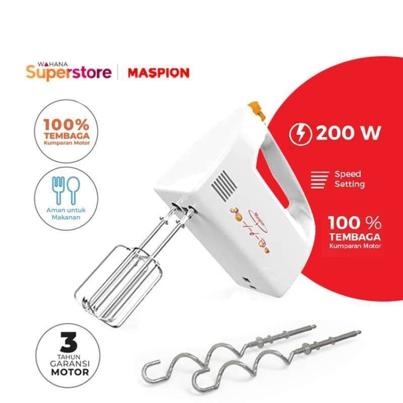 Maspion Hand Mixer - White MT 1150 / MT1150 / MT-1150 [Garansi Resmi]