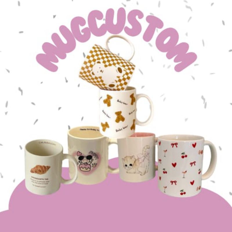 Mug Custom, Cetak foto/ Nama, Bebas design