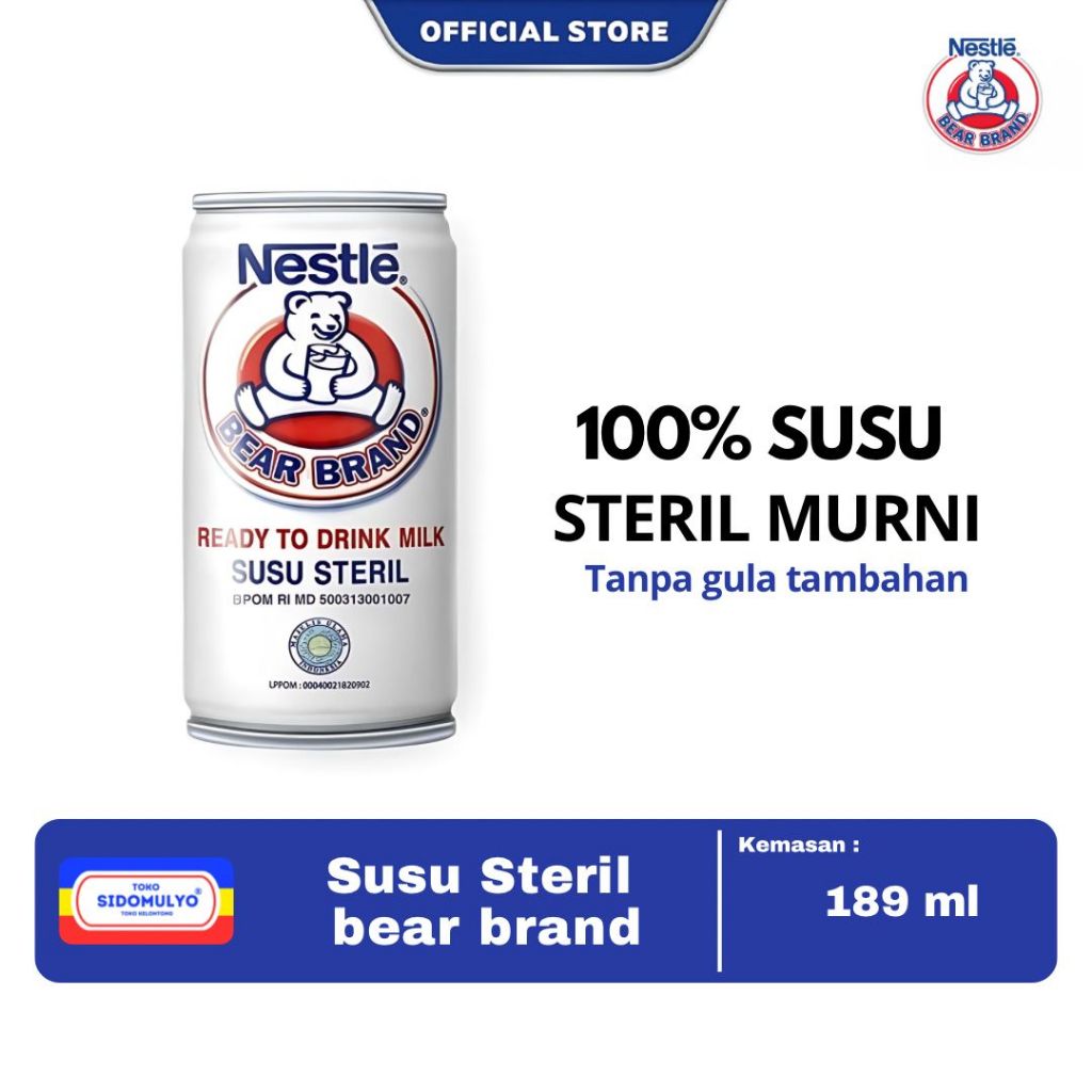 

BEAR BRAND Susu Kaleng Susu Beruang Susu Steril 189ml