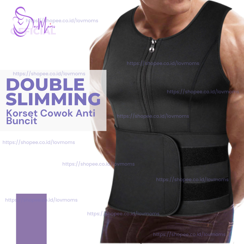 Korset Pelangsing Pengecil Perut Buncit Pria Rompi Olahraga Pembakar Lemak Corset Waist Trainer Cowo