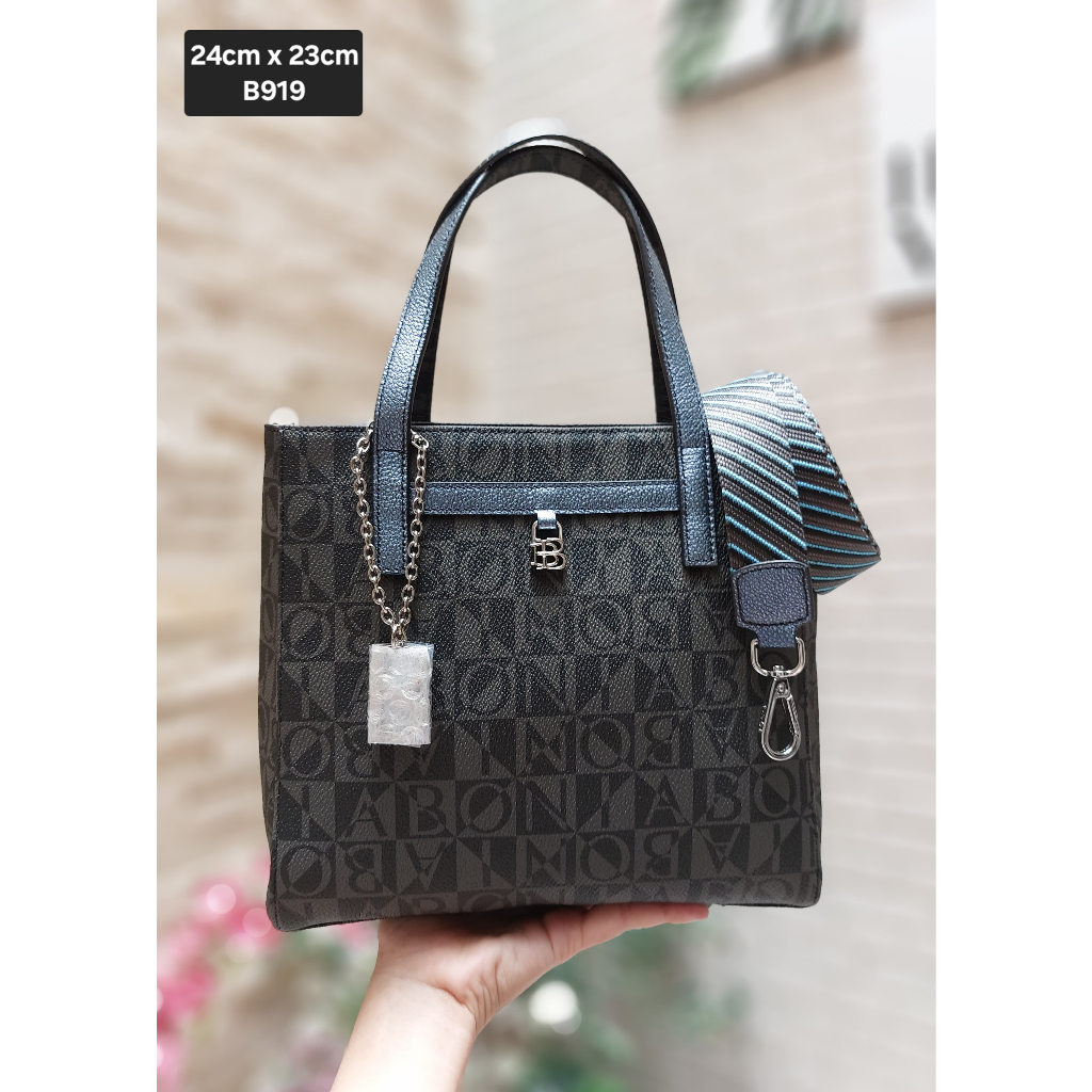 bag tabung mono hitam tali biru bonia ori