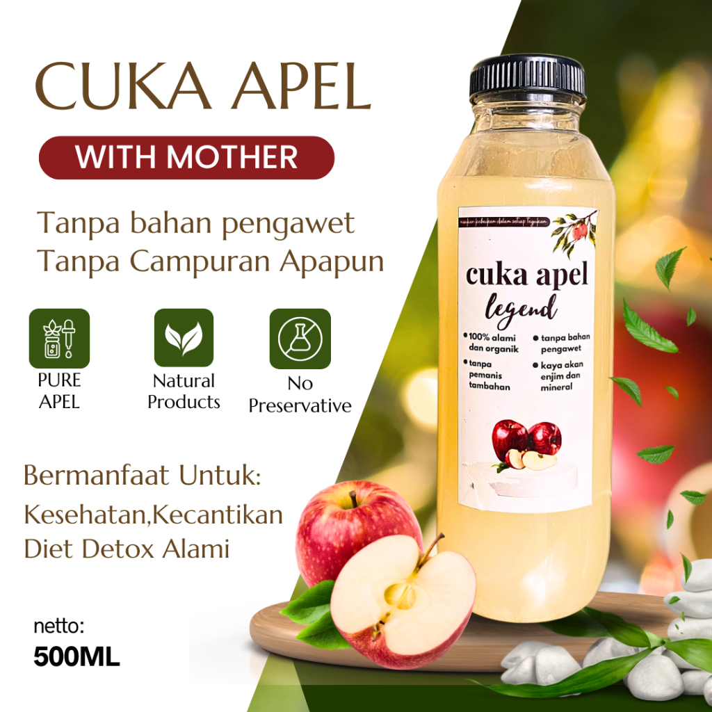 

Cuka Apel Organik Legend 500ML Cider Vinegar Original 100% Murni Untuk Detoks Kesehatan
