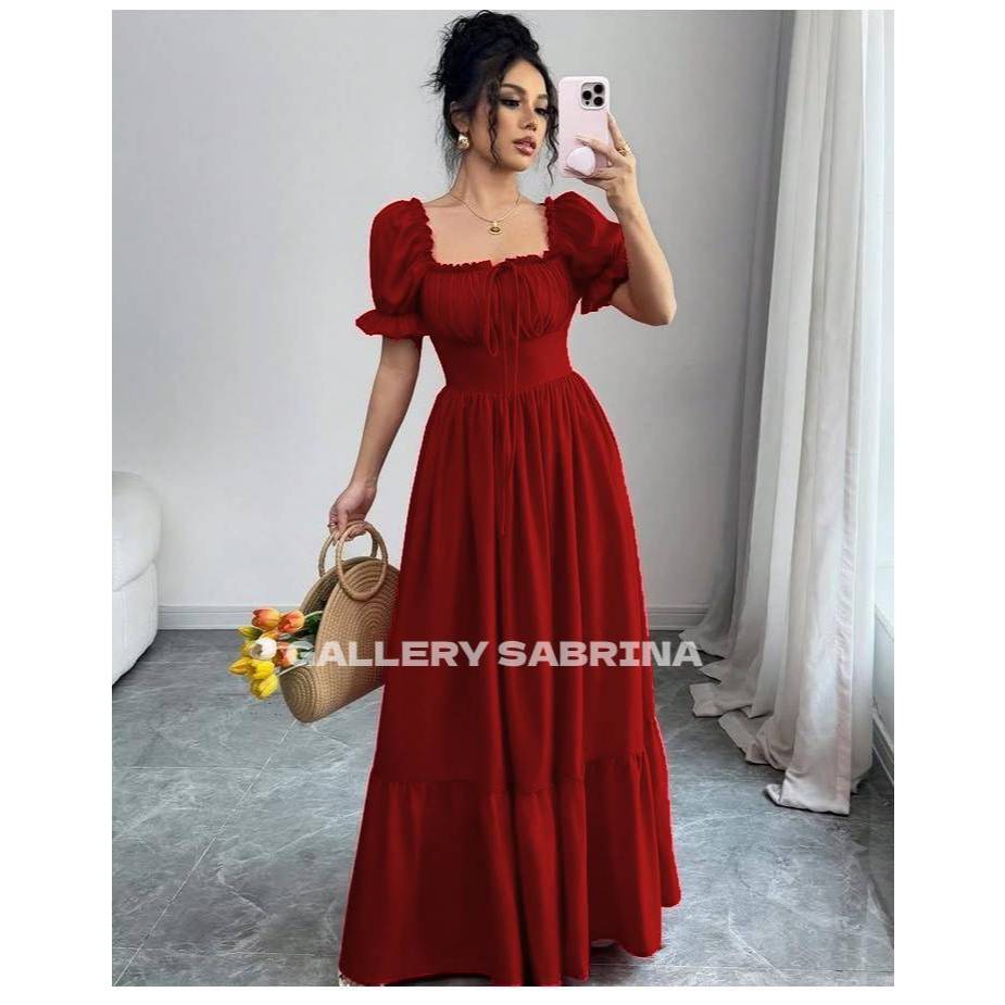 Dress Modern Vintage / Dress Prancis Ala kerajaan Baju Panjang Wanita Gaun Pesta