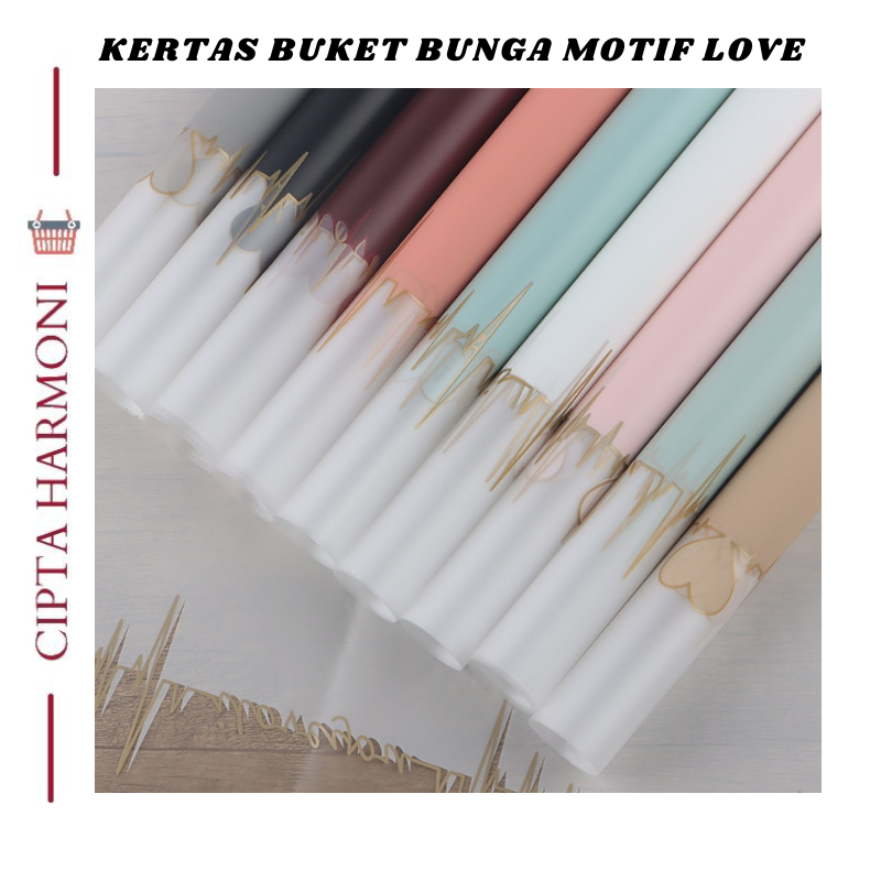 

KERTAS BUKET BUNGA CELLOPHANE MOTIF LOVE UNTUK ANNIVERSARY/ULANG TAHUN/ VALANTINE FLOWER WRAPPING PAPER KB025