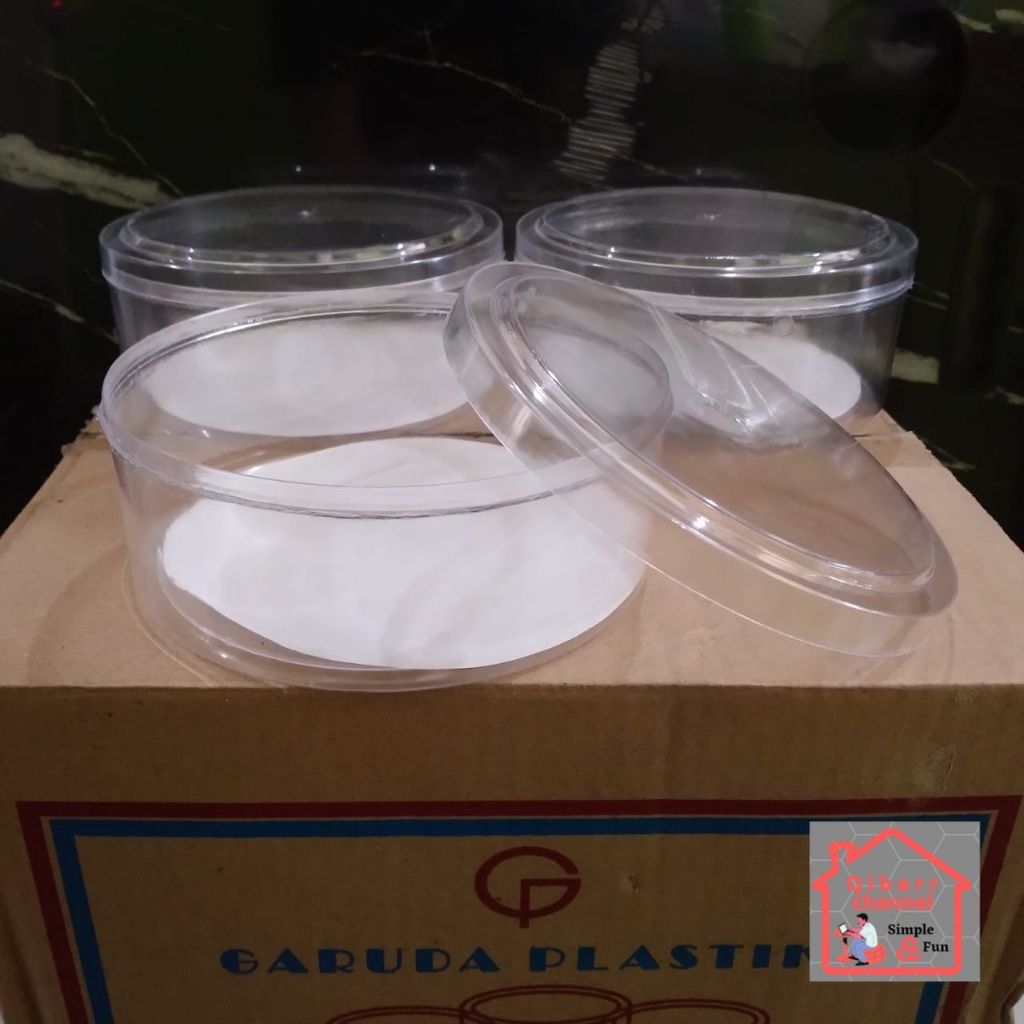 Toples kue kering 500 gr bulat datar murah / Toples nastar 500gr 1 DUS = isi 12pcs - Garuda