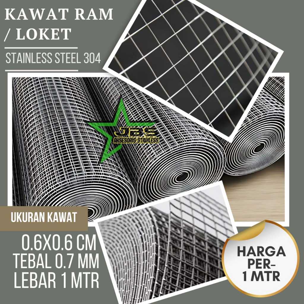 KAWAT RAM STAINLESS 304 6MM6MM0,7MM1MTR KAWAT LOKET MESH STAINLESS PREMIUM