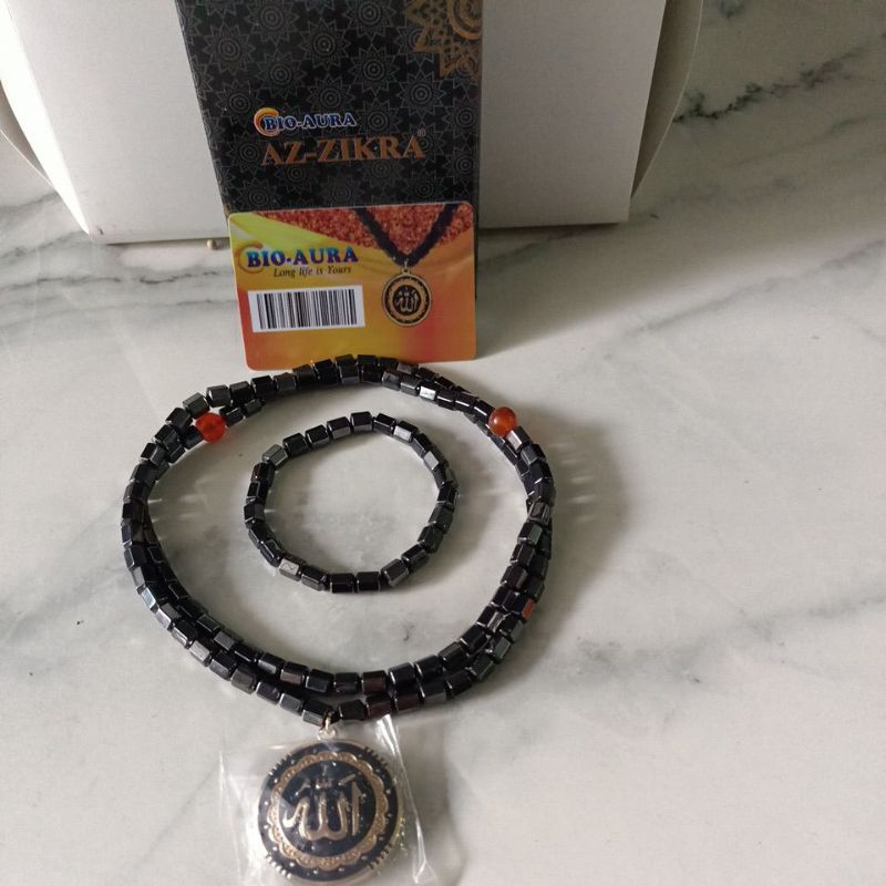 RB Kalung Magnet Tasbih 99 bonus Gelang Magnit Melancarkan peredaran darah