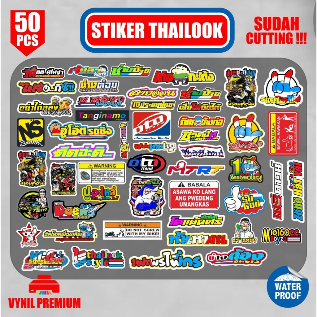 

50pcs stiker pack stiker thailook sudah terpotong tinggal tempel waterproof