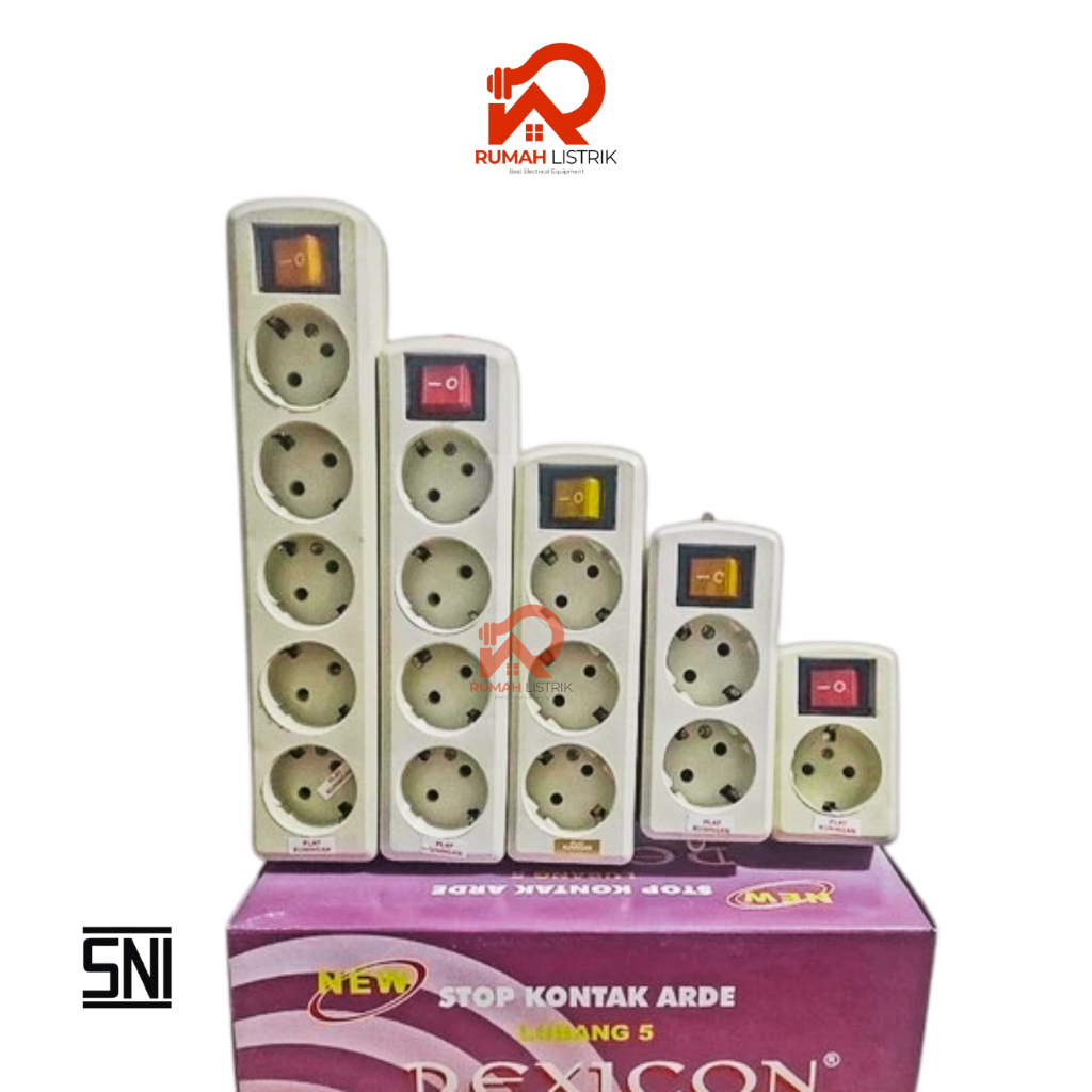 Stop Kontak Arde Switch Lubang 1/2/3/4/5 Colokan Listrik Saklar ON OFF/Dexicon
