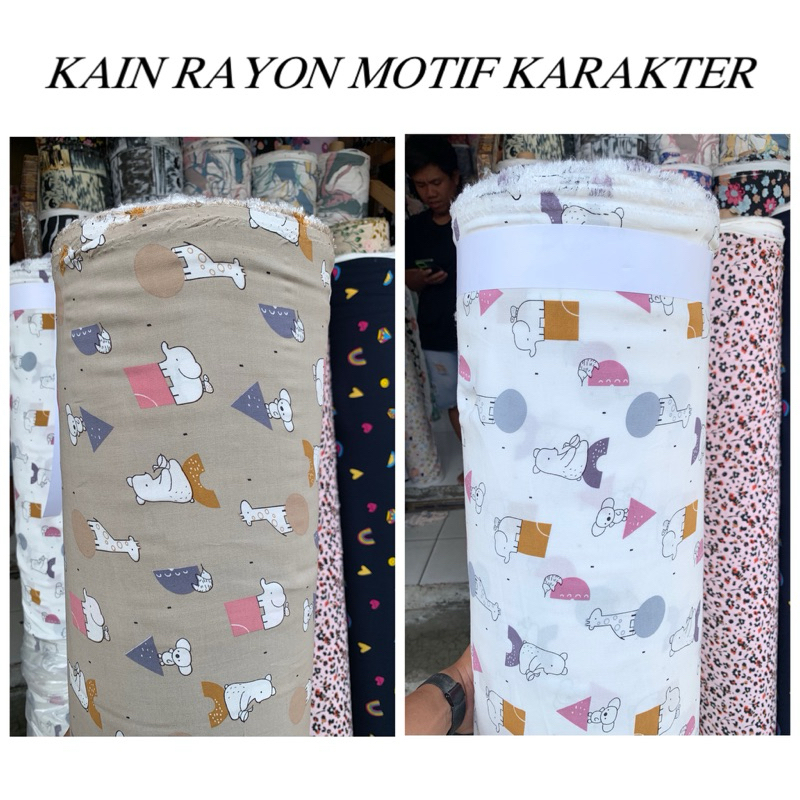 bahan kain katun rayon motif karakter terbaru/rayon motif anak anak terbaru/rayon premium/rayon visc