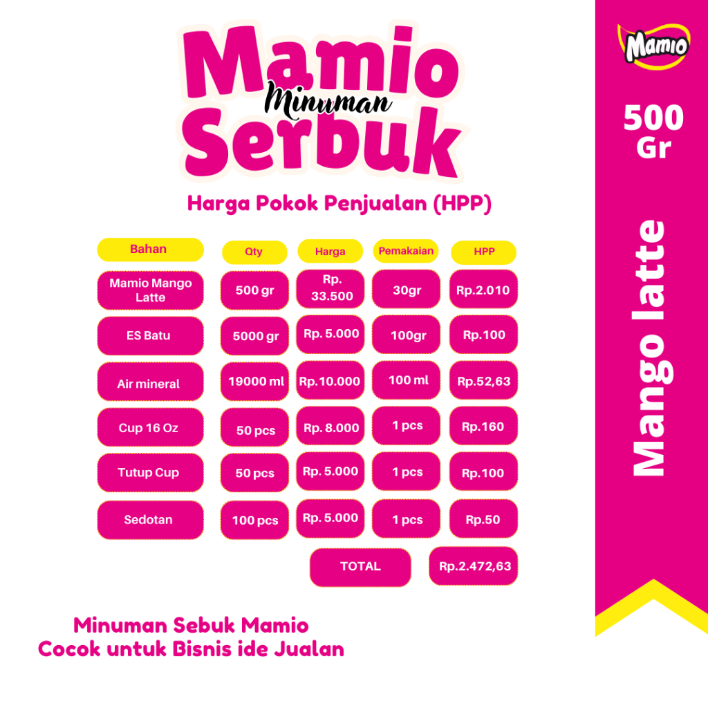 

XMASTER MAMIO RASA MANGO LATTE / MINUMAN SERBUK MANGO KEMASAN 500GR