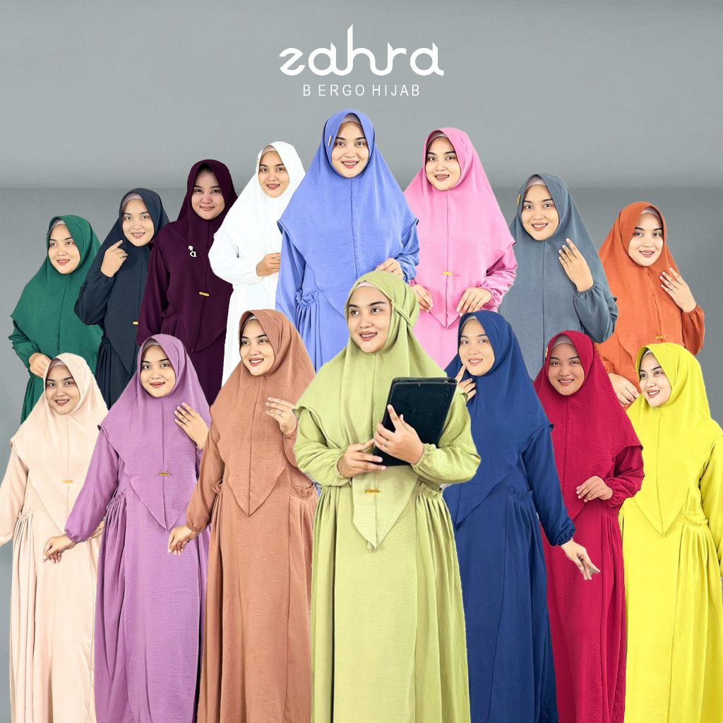 Gamis busui bergo syar'i/zahra gamis dewasa set jilbab/gamis krinkel airflow - Khanza Hijab