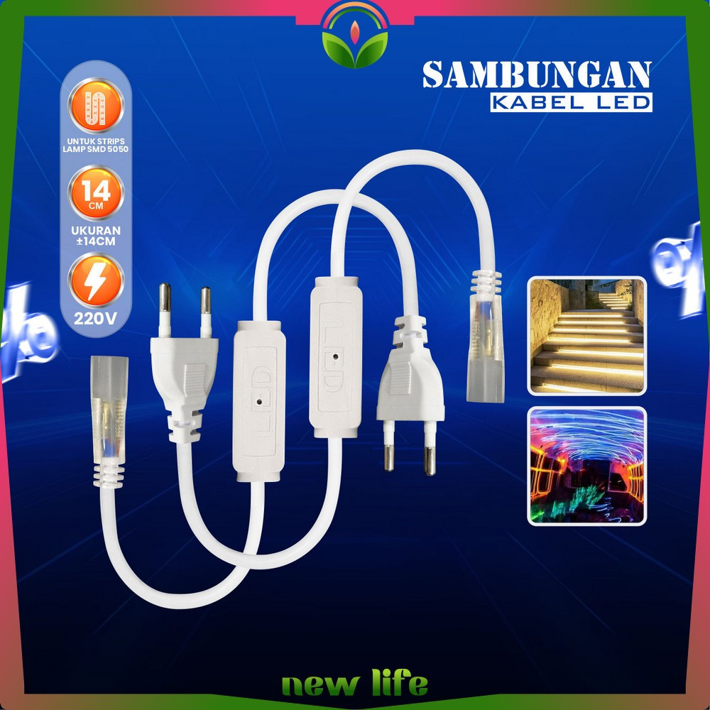Kabel Colokan Soket LED Strip Selang 5050 220V / Adaptor LED Selang Lampu Hias / Sambungan Kabel Col