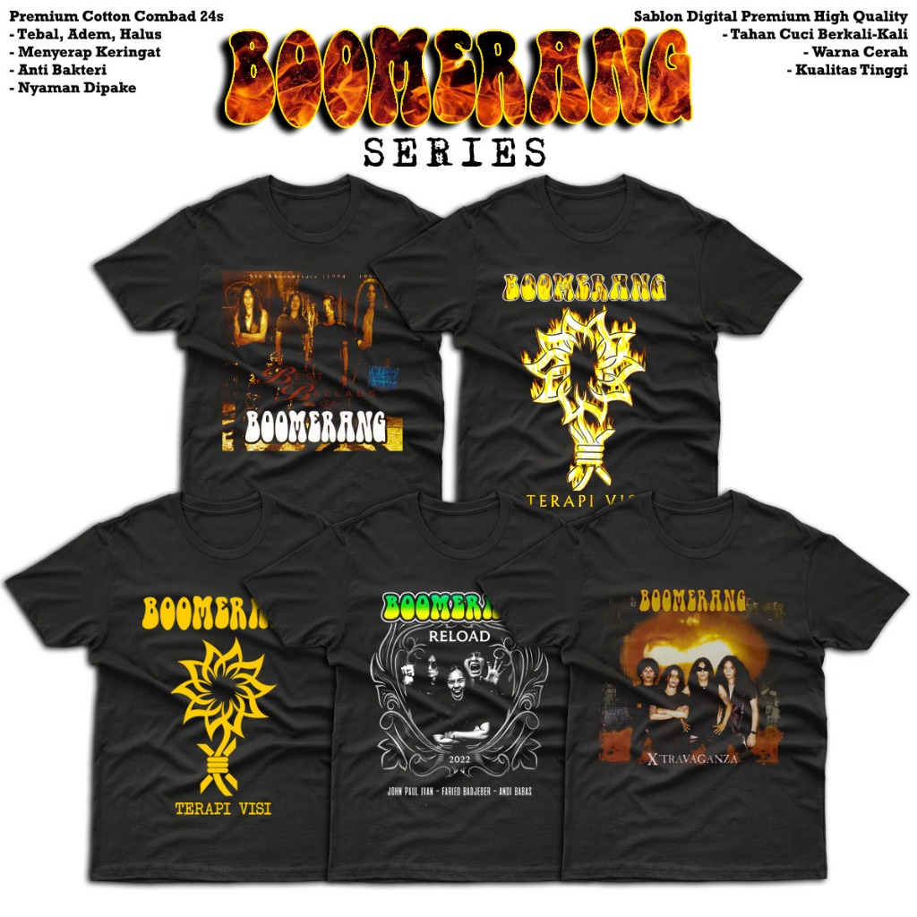 Kaos BOOMERANG BAND Premium Tshirt Boomerang Rock kaos band vintage kaos musik | T-Shirt Boomerang C