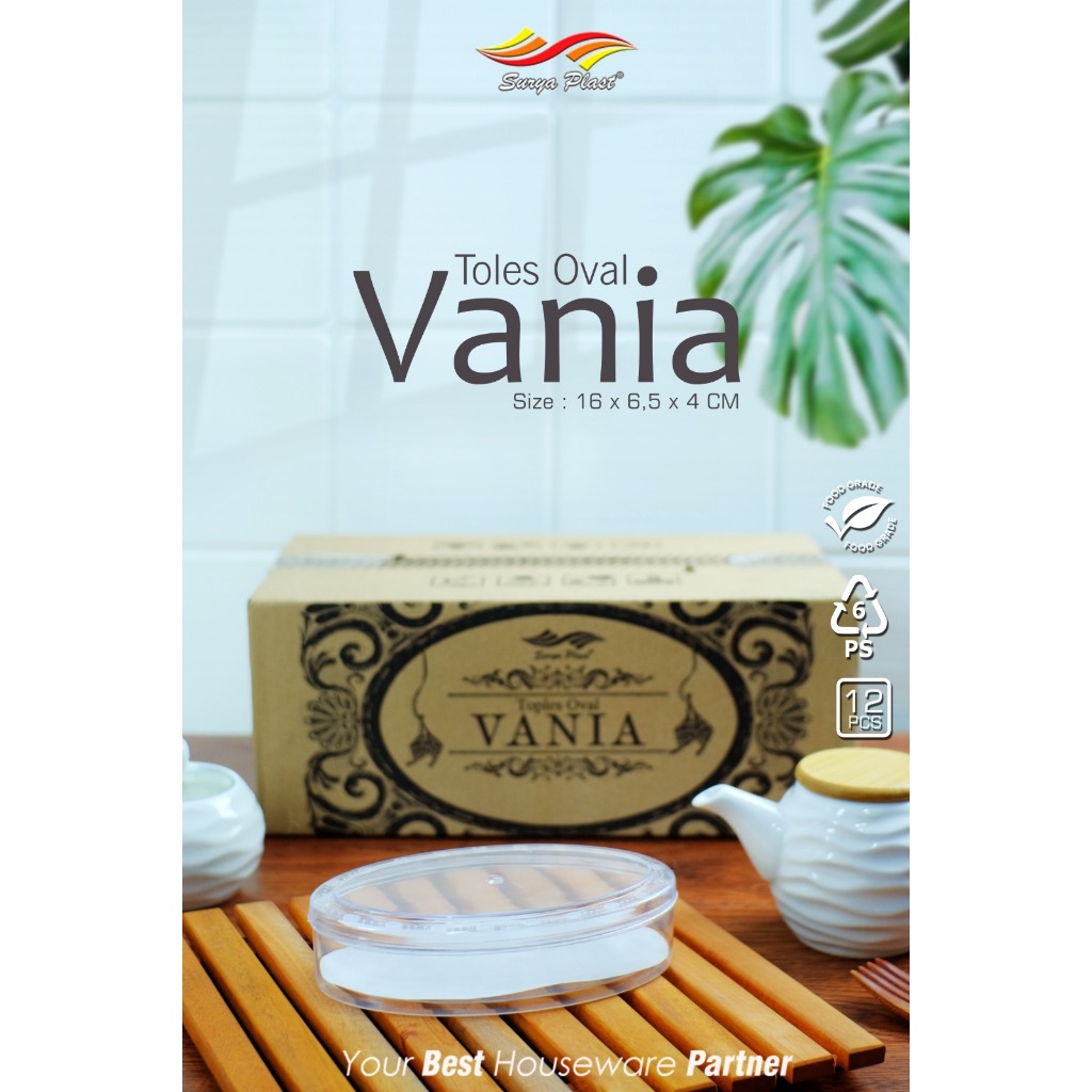 isi 12 pcs | SURYA PLAST - Toples Mika Oval VANIA / Toples Kue Bening 250 ml 500 ml