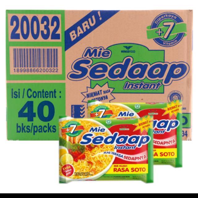 

MIE SEDAAP INSTAN SOTO 1DUS ISI 40PCS