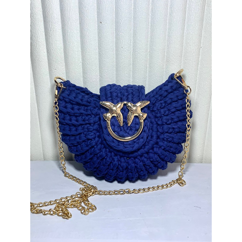 

READY crochet oreo bag navy