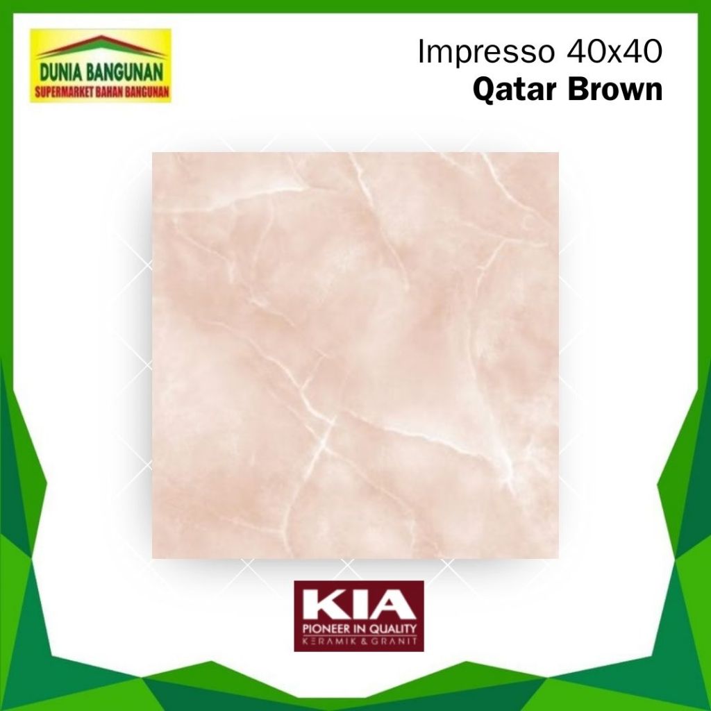 Keramik 40x40 KIA Impresso Qatar Brown KW 3 Keramik Lantai Glossy / Keramik Lantai Kamar / Keramik L