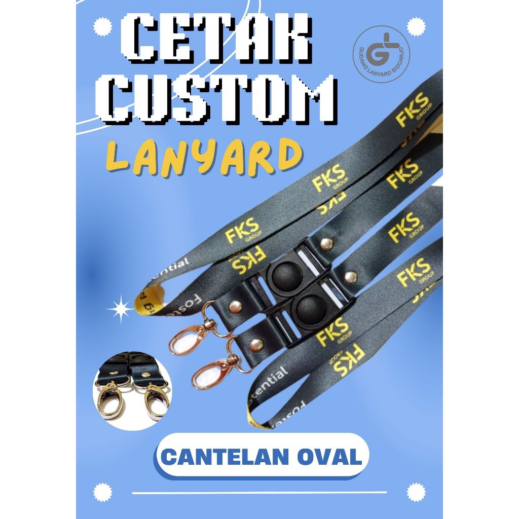 

Cetak Lanyard Print Sublim 2cm cetak 2 muka / tali id card printing finishing CANTELAN OVAL