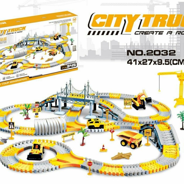 Mainan Anak CITY TRUCK CREATE A ROAD Mobil Track Railcar Way CITY TRUCK Create a Road Trek Railway