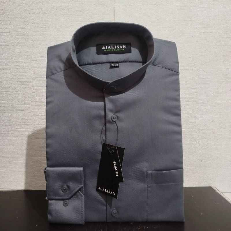 Lengan Panjang Slimfit ALISAN Dobby Koko Abu6 Krah Shanghai