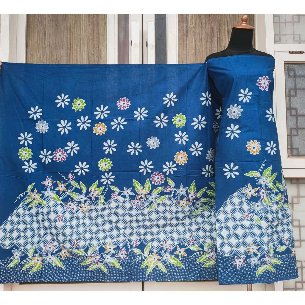 Batik Umiromlah 0310377 Bahan Kain Batik Full Tulis Asli Canting Pengrajin Madura Pamekasan Biru Tos
