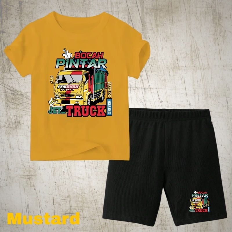 Setelan kaos anak anak truk oleng 02 umur 2-10 th Uk.S,M,L,XL