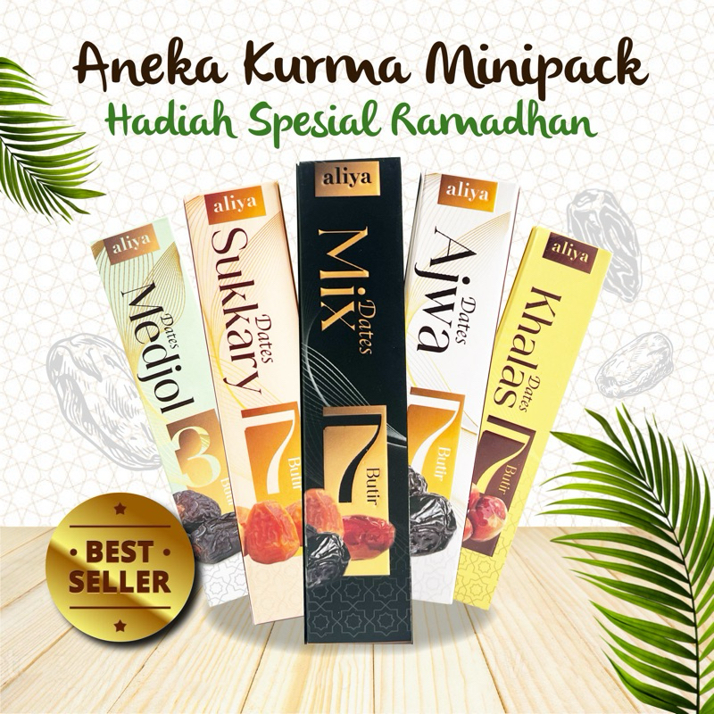 

Kurma Khalas aliya 7 Butir Kemasan Ekslusif Premium Mini Pack Isian Hadiah Hampers