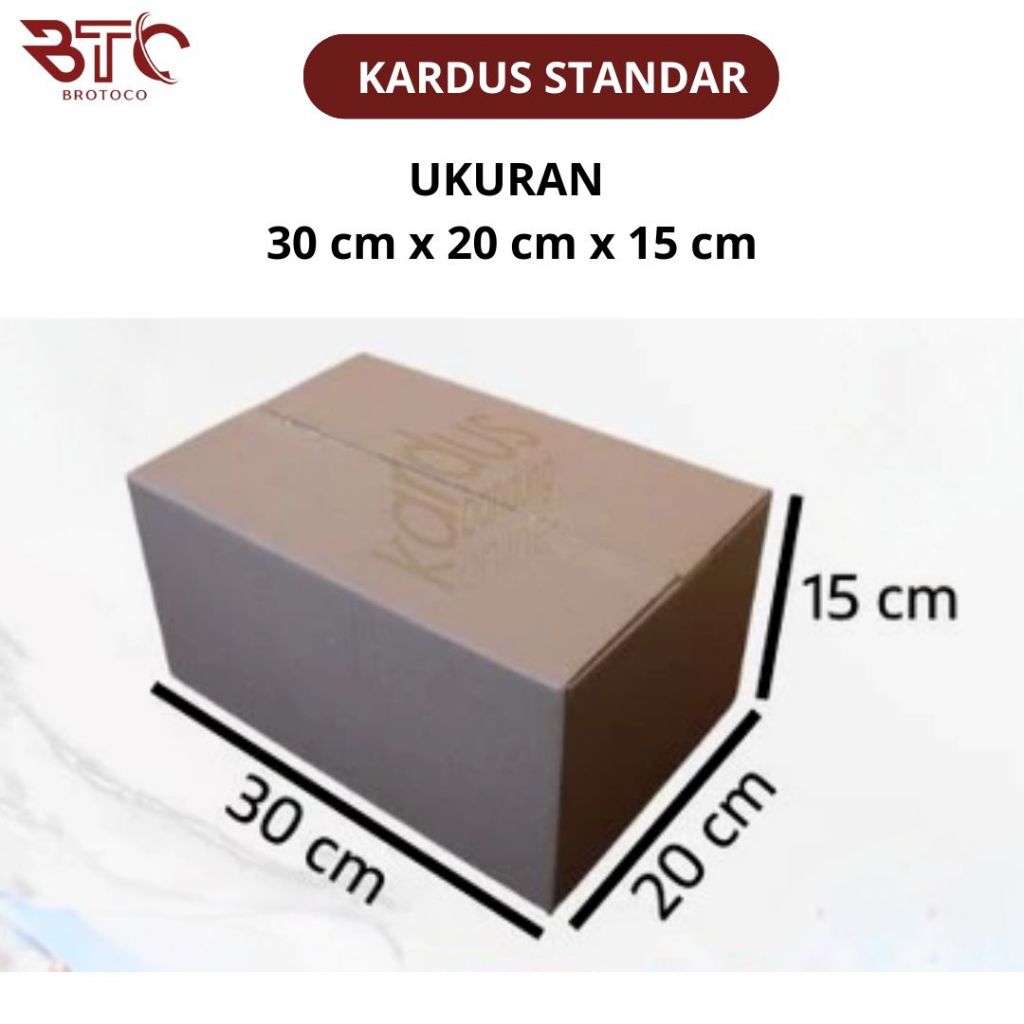 [BROTOCO] Kardus Box Kotak Dus Packing Medium Polos 30x20x15 BFlute Tebal 3 mm Untuk Sembako Hampers