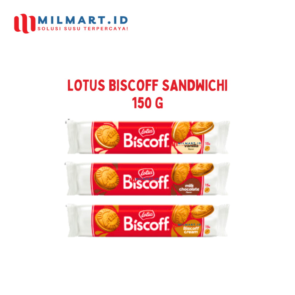 

LOTUS BISCOFF SANDWICHI COOKIES 150G RASA MILK CHOCOLATE/VANILLA/BISCOFF CREAM