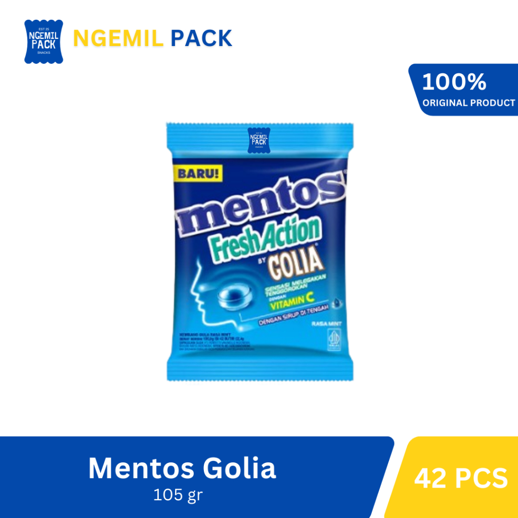 

Permen Mentos Fresh Action Golia Mint Isi 42pcs - 105Gr