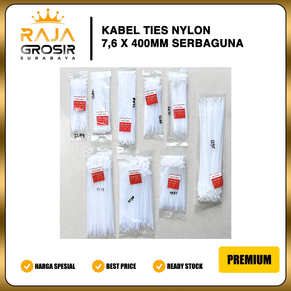 

Kabel Ties Nylon Hitam Dan Putih 7.6 x 400 mm Warna Putih Pengikat Plastik , Kabel Serbaguna Paling Murah