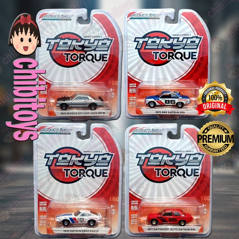 Greenlight Tokyo Torque 3 Datsun 510 Nissan Skyline 2000 GT-R R34 Diecast