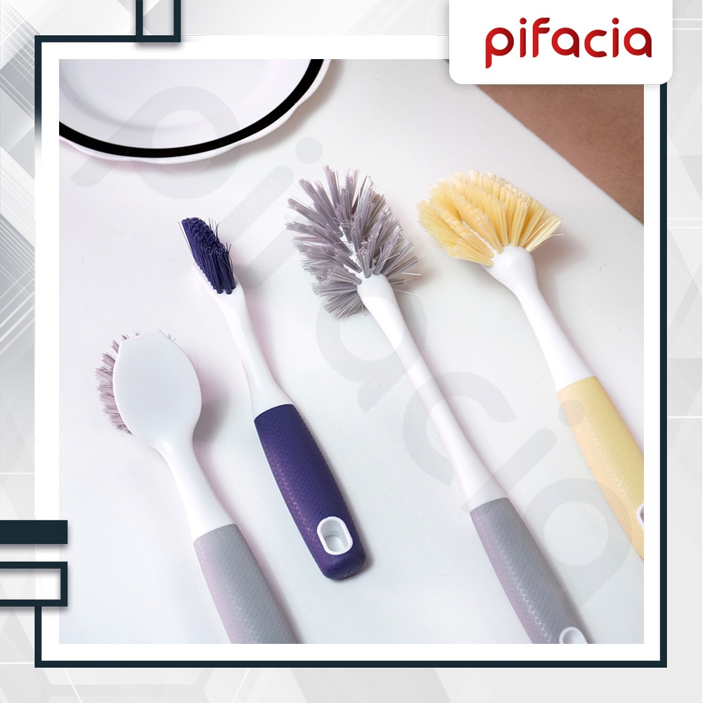 PIFACIA Sikat Gagang Plastik Serbaguna Alat Pembersih Panci Teflon Penggosok Lantai  Kamar Mandi Was