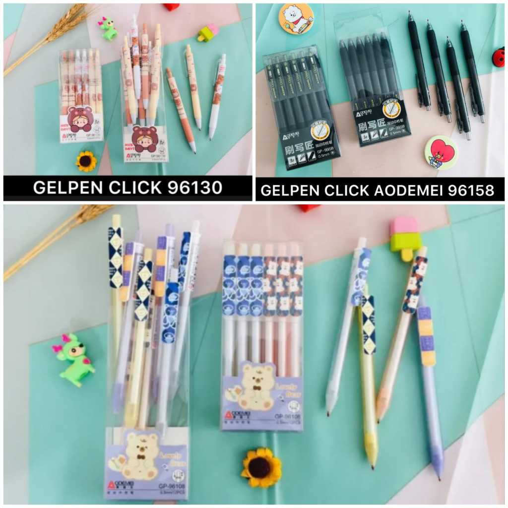 

AODEMEI PULPEN GEL CLICK WARNA HITAM KARAKTER KARTUN ISI 12 PULPEN