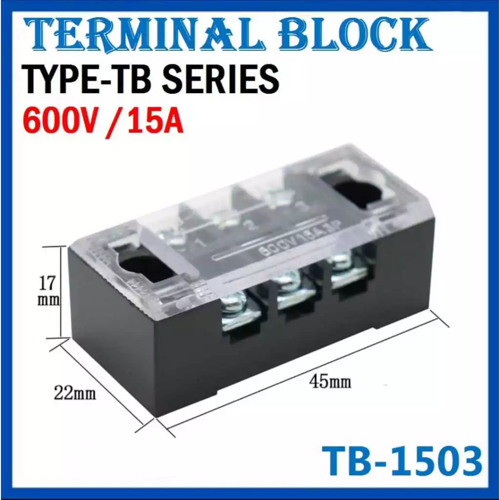 Terminal Block Block Kaca 15A TB 1503 1504 1506 1512 3P 4P 6P 12P Pin Terminal Block Panel Listrik