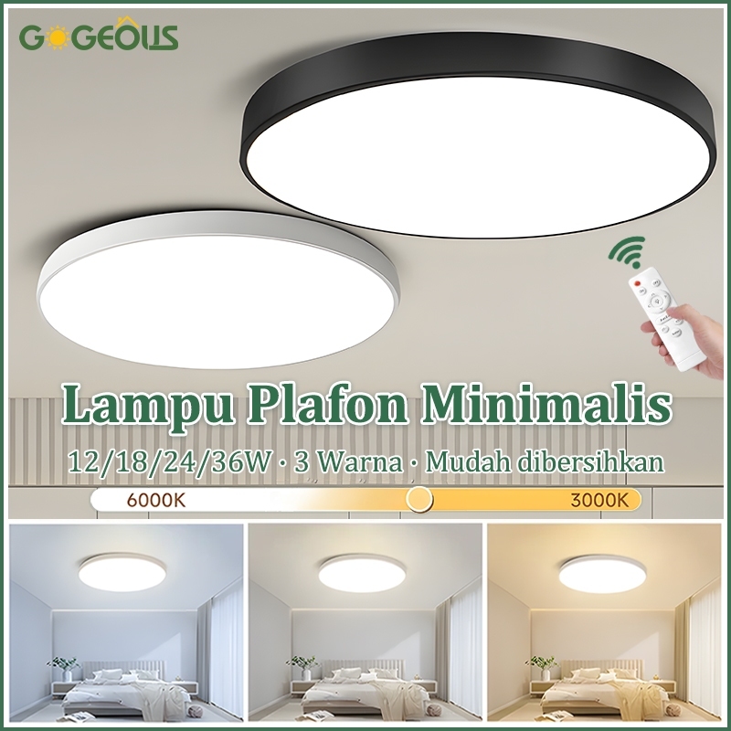 【COD】Lampu Plafon Minimalis Modern Lorong Dekorasi Bulat Pvc 12/18/24/36 Watt 3 Warna Kecerahan Yang