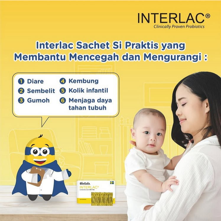Interlac 1 Sachet Ecer / 1 Strip isi 5 Probiotic Obat Diare Bayi dan Dewasa