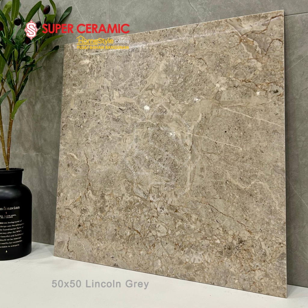 PLATINUM 50x50 Keramik Lantai - LINCOLN GREY / LINCOLN CREAM