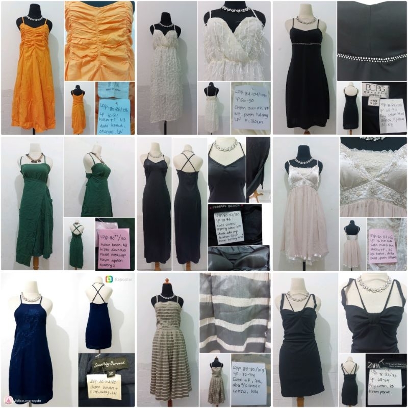 Mini Midi Spaghetti Party Dress/ Dress Tali Satu Pesta Kasual