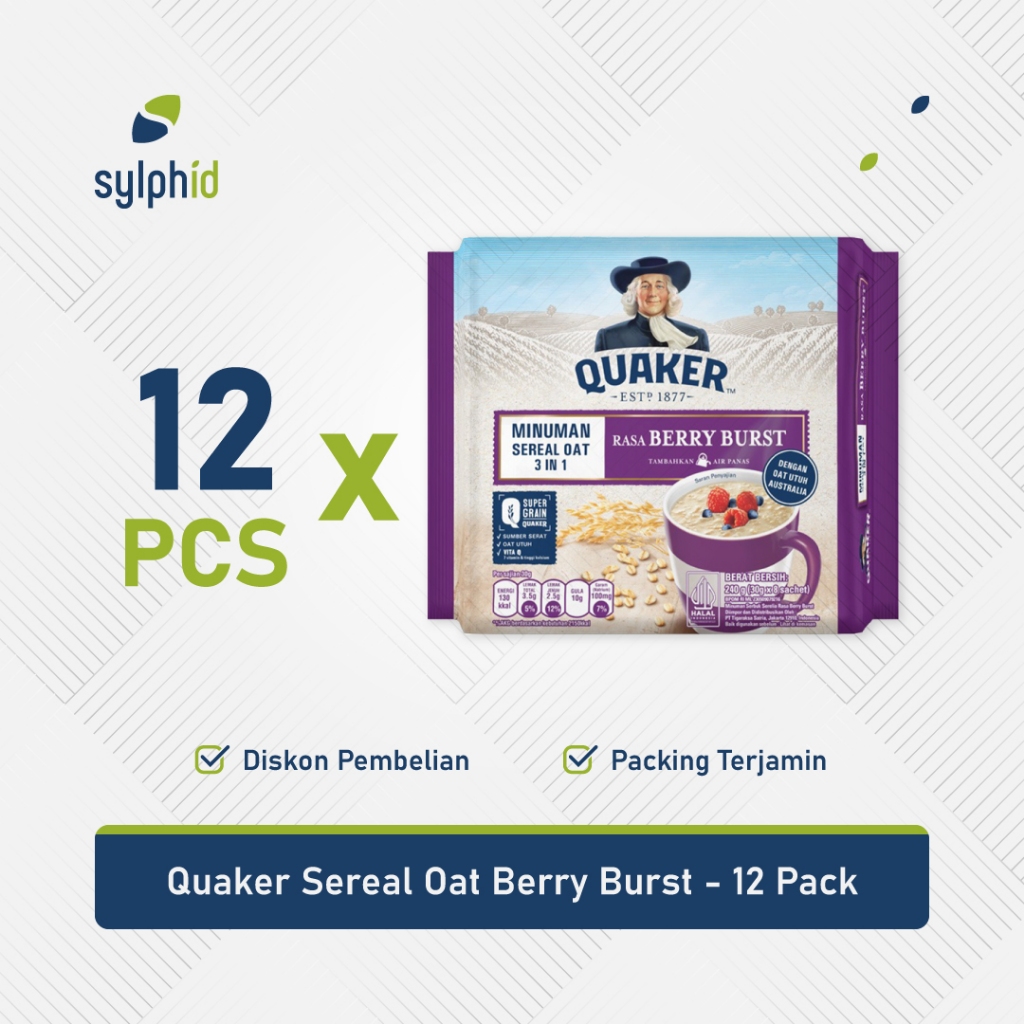 

1 Dus Quaker Oat Berry Burst 224gr (8s x 28gr) / Oatmeal 1 Karton (12 pack)