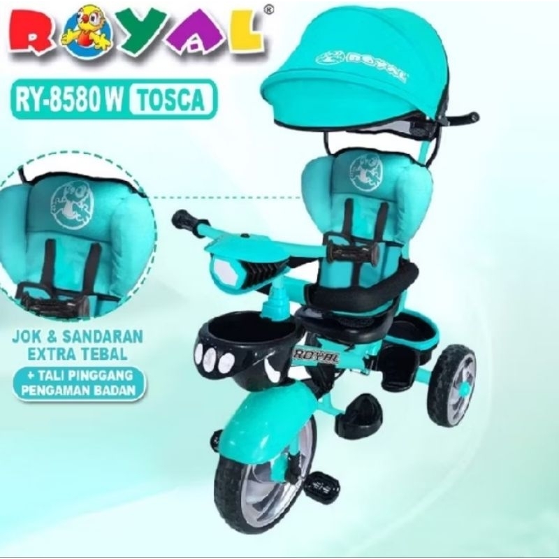 SEPEDA STROLLER ROYAL 8580W(KURSI PUTAR BAN JUMBO + SANDARAN BANTALAN KEPALA)
