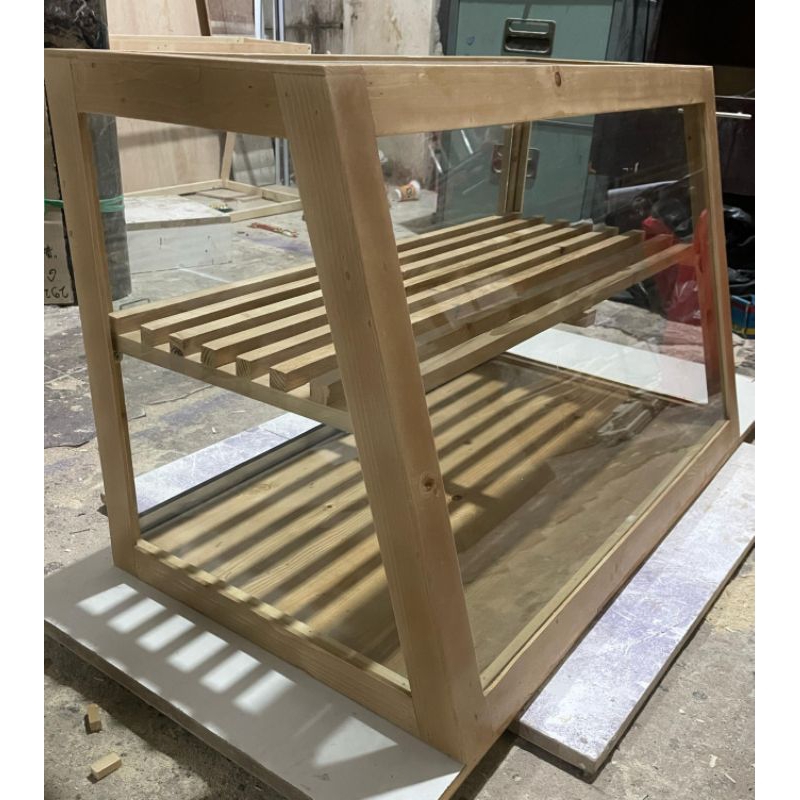 etalase kafe kayu jati Belanda dan kaca ukuran 90x45x50