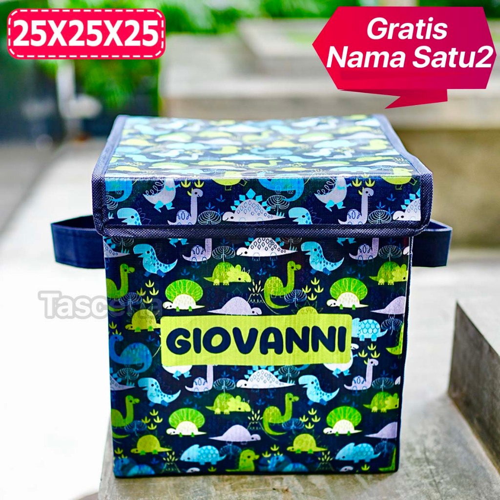 

Kotak Mainan Toys box Storage Mainan Anak Custom Gambar Dino Navy Souvenir Ultah