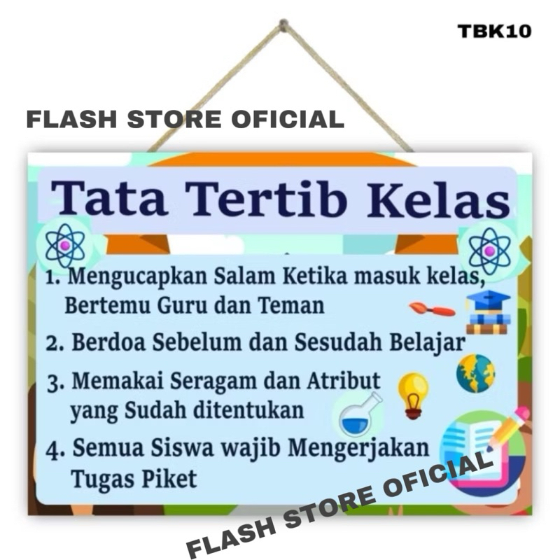 COD ☑️ Hiasan dinding Poster TATA TERTIB KELAS gantungan dinding sekolah, kesepakatan kelas,pojok ba