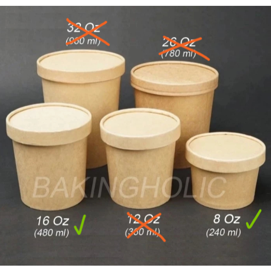 Kraft Paper Bowl / Cup Ice Cream Soup Cup Mangkok Kertas eco friendly cup dan tutupnya